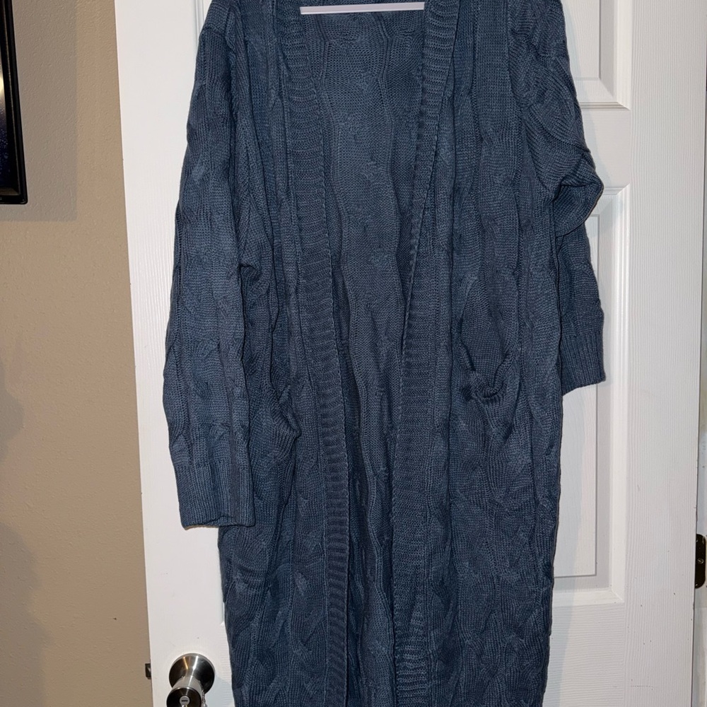 Women's Blue Cable Knit Sweater